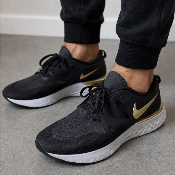 Nike Other - Nike React Flyknit Black Gold Sneakers Men’s 11.5 Near New Running Shoes (2)